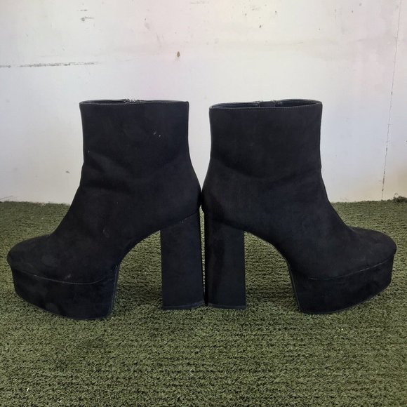 Zara Black Platform Block Heeled Ankle Suede Boots 7136 001 040 Size 39EU/8.5 US - Picture 3 of 11